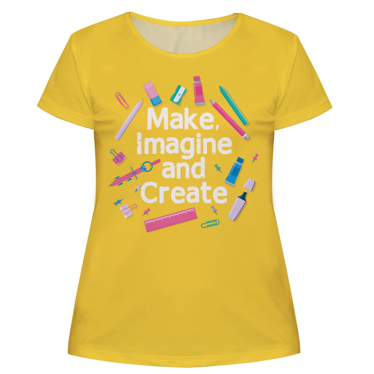 Make Imagine and Create Yellow Short Sleeve Tee Shirt