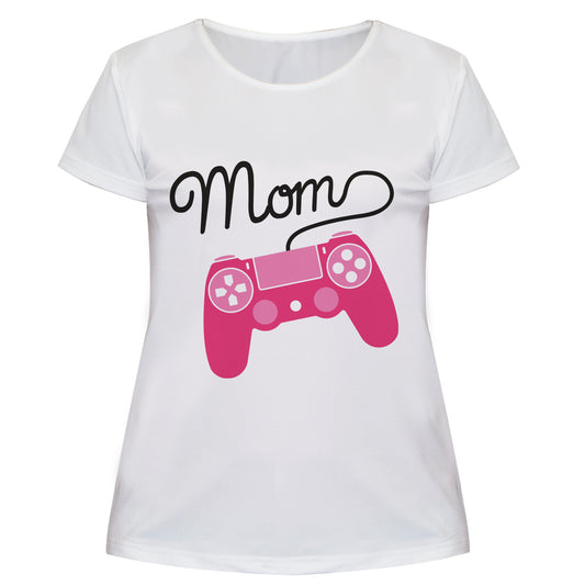 Mom Video Game Control White Short Sleeve Tee Shirt