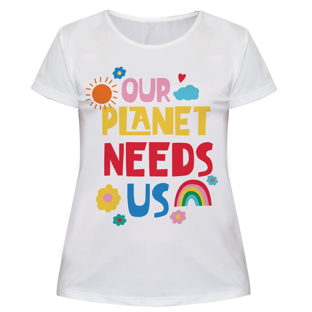 Our Planet Needs Us White Short Sleeve Tee Shirt