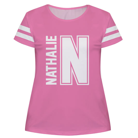 Personalized Initial and Name Pink Short Sleeve Tee Shirt