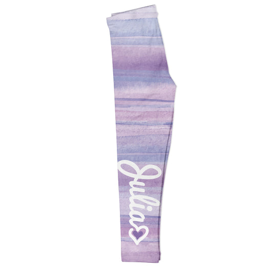 Personalized Name Pink Purple and Blue Watercolor Leggings