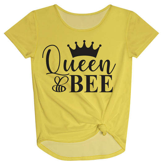 Queen Bee Yellow Short Sleeve Knot Top