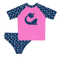 Mermaid Name Pink And Navy 2pc Short Sleeve Rash Guard - Wimziy&Co.