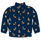 Girls navy foxes long sleeve quarter zip sweatshirt with monogram - Wimziy&Co.