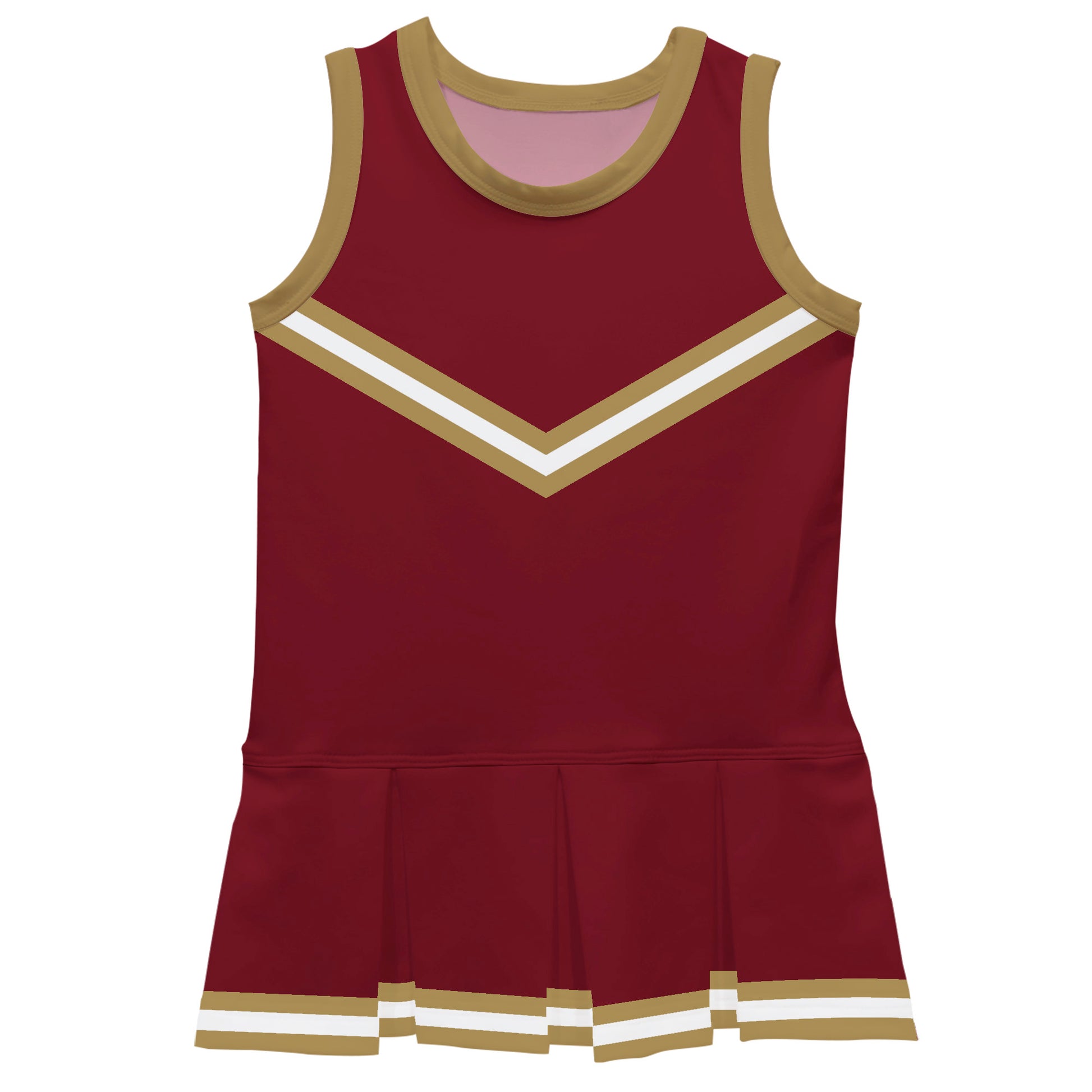 Maroon Gold Sleeveless Cheerleader Dress