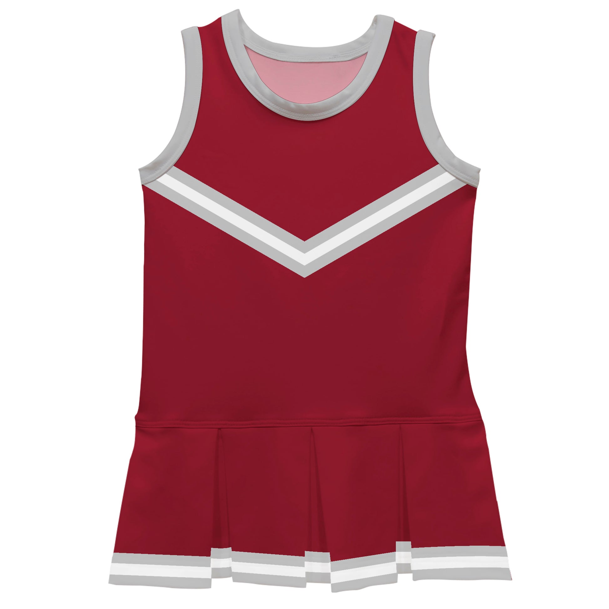 Maroon Gray Sleeveless Cheerleader Dress