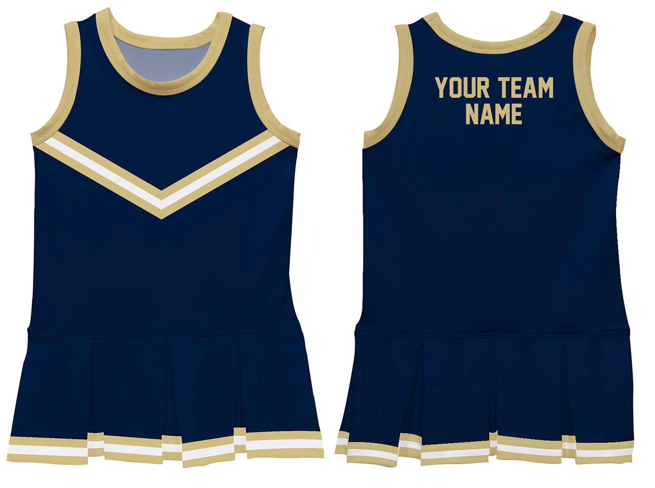 Navy Gold Sleeveless Girl Cheerleader Dress - Wimziy&Co.