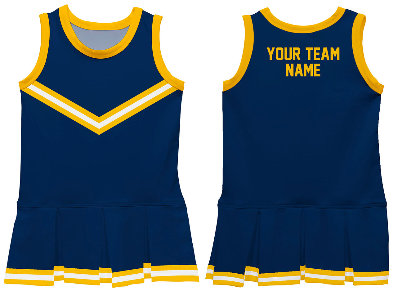 Navy Yellow Sleeveless Gril Cheerleader Dress - Wimziy&Co.