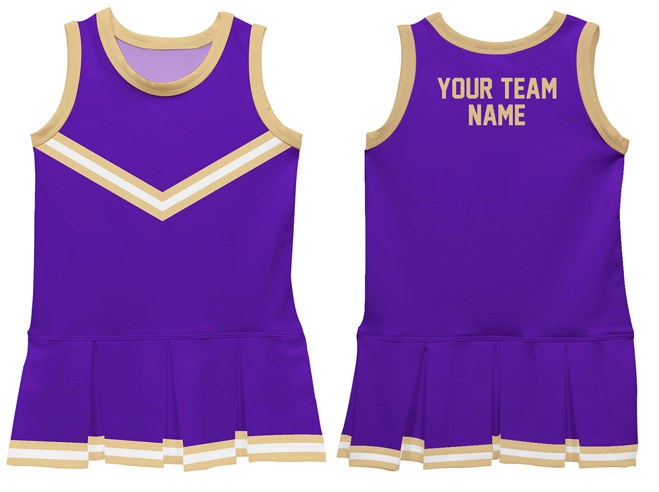 Purple Gold Sleeveless Gril Cheerleader Dress V2 - Wimziy&Co.