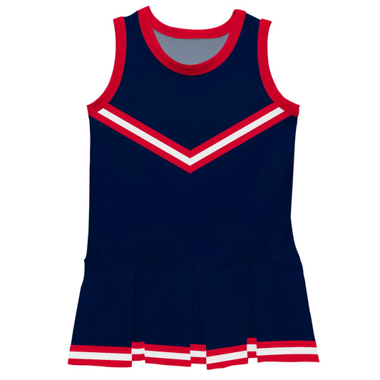 Navy and Red Sleeveless Cheerleader Dress