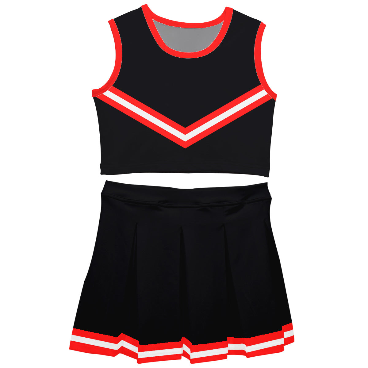 Black Red Sleeveless Cheerleader Set