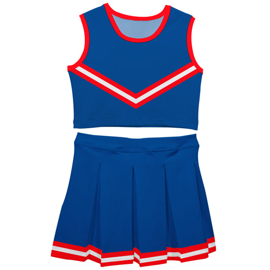 Blue Red Sleeveless Cheerleader Set