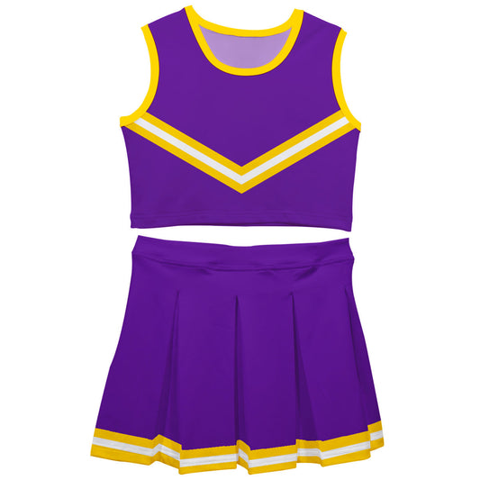 Purple Gold Sleeveless Cheerleader Set