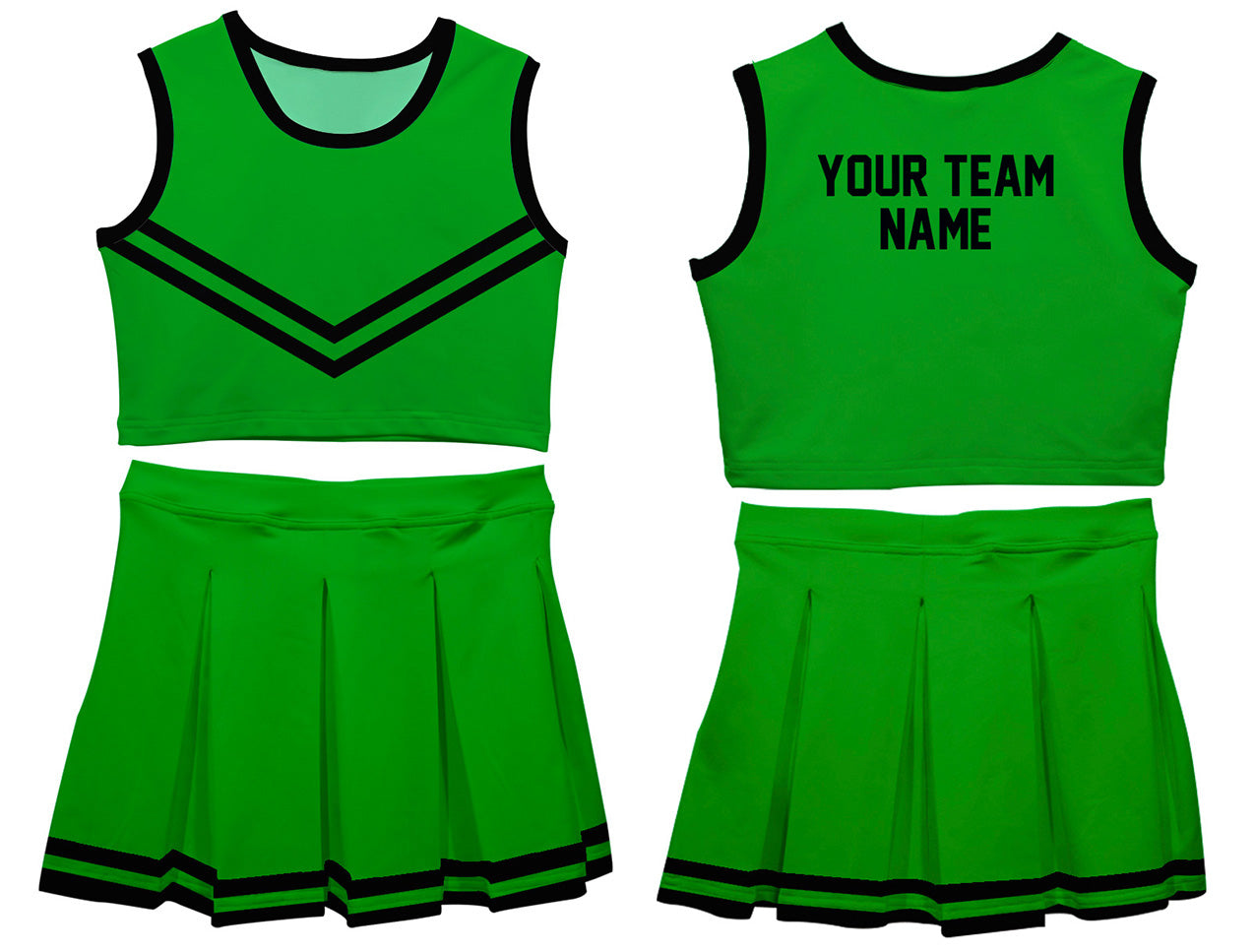 Green Black Sleeveless Cheerleader Set V2 - Wimziy&Co.