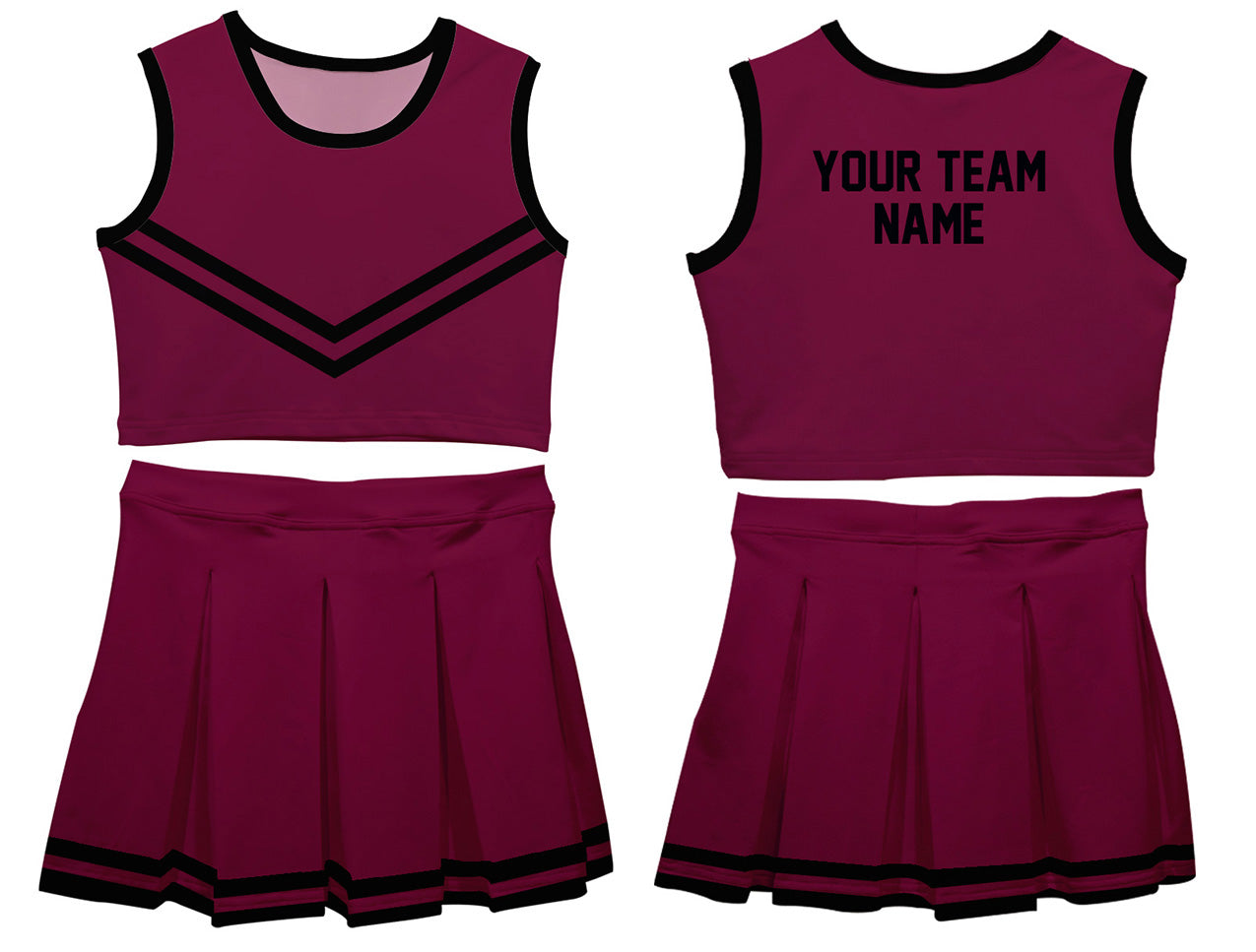 Maroon & Black Sleeveless Cheerleader Set - Wimziy&Co.