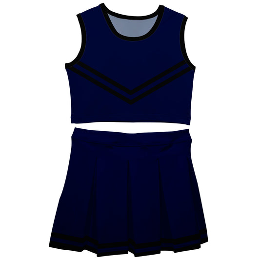 Navy Black Sleeveless Cheerleader Set