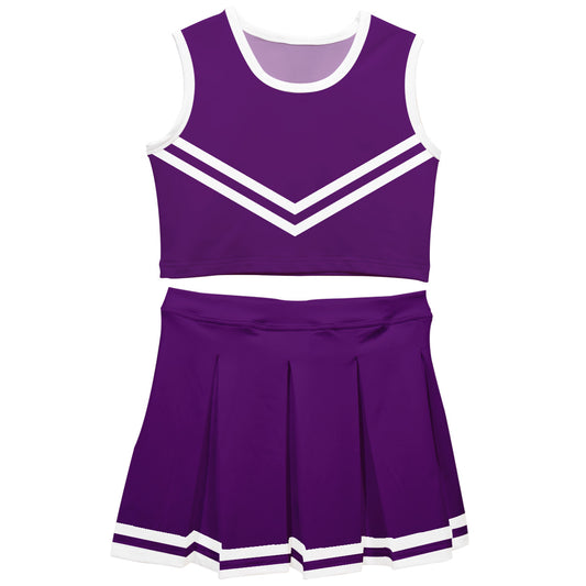 Purple White Sleeveless Cheerleader Set