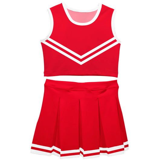 Red and White Sleeveless Cheerleader Set