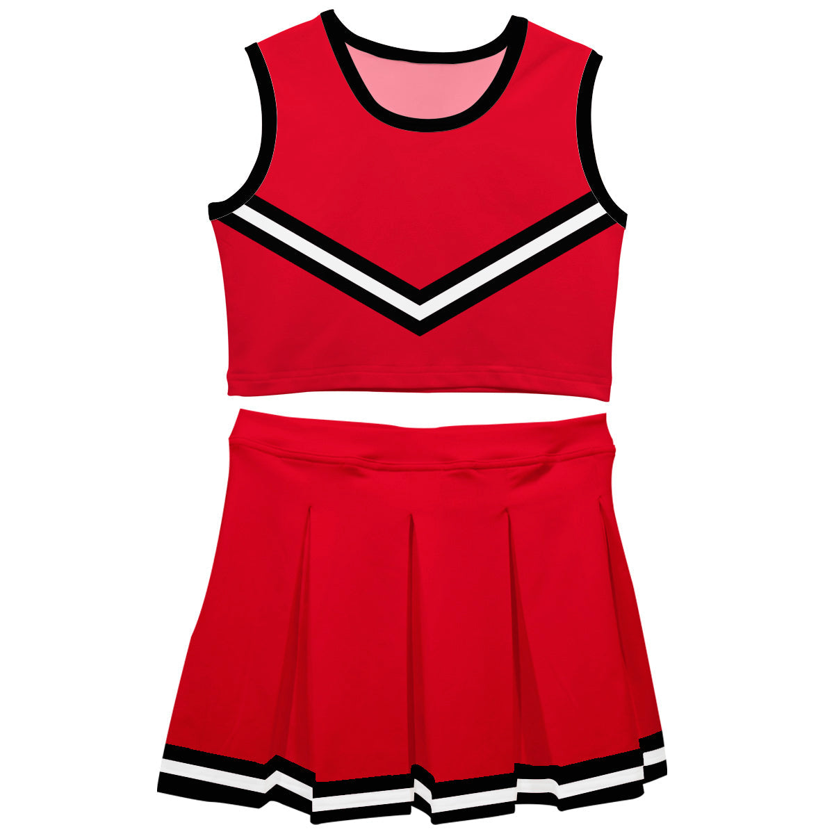 Red and Black Sleeveless Cheerleader Set