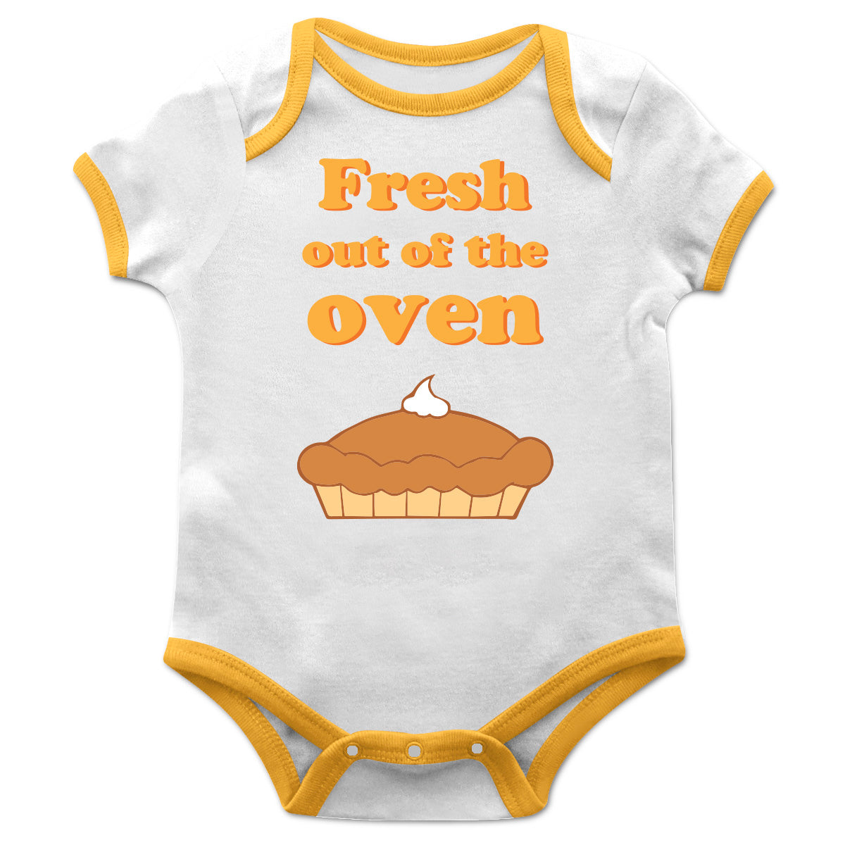 Boys white and yellow pumpkin pie onesie with name - Wimziy&Co.