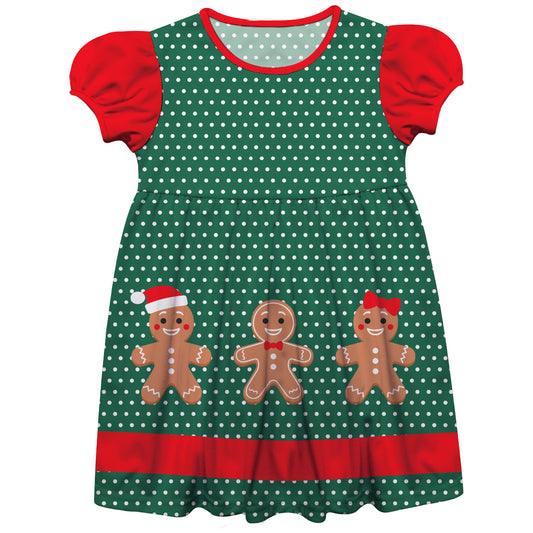 Gingerbread Polka Dots Green and Red Short Sleeve Epic Dress