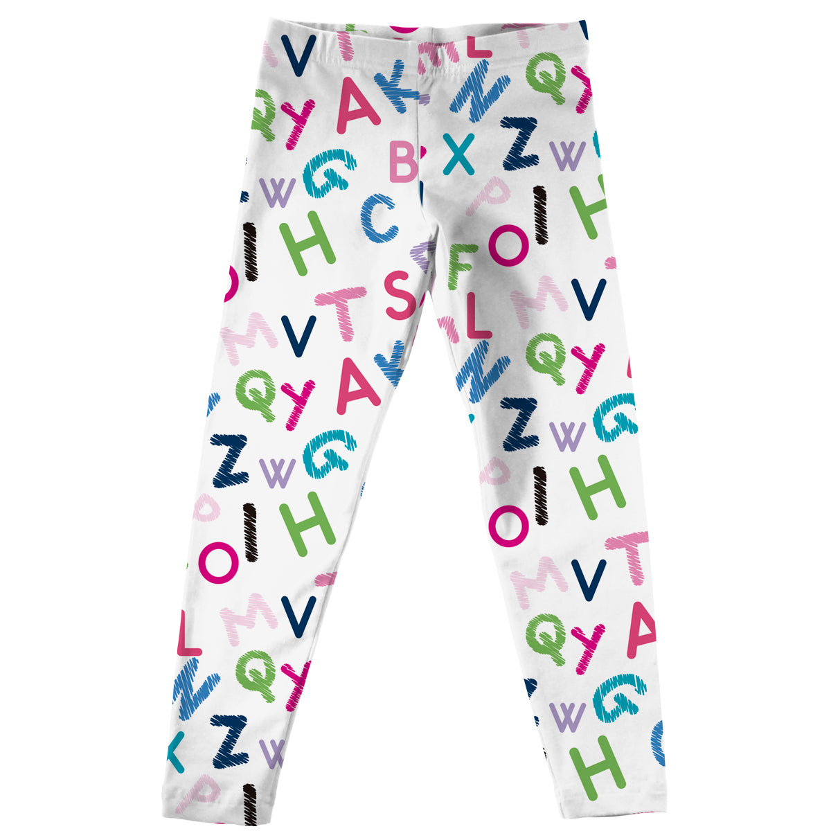 Alphabet Print White Leggings