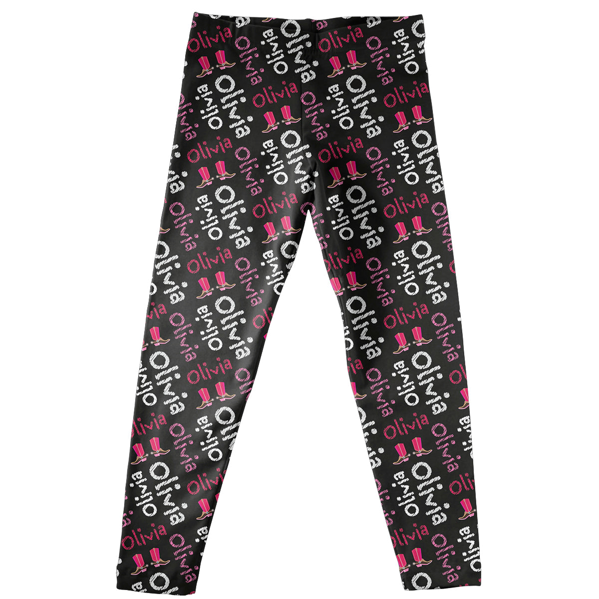 Cowgirl Boots and Name Print Black Leggings - Wimziy&Co.