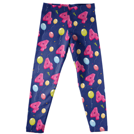 Balloons And Your Age Print Blue Leggings - Wimziy&Co.