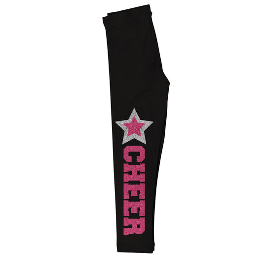 Cheer and Stars Black Leggings