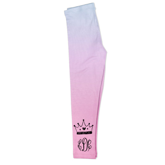 Crown Personalized Monogram Pink and Light Blue Degrade Leggings - Wimziy&Co.