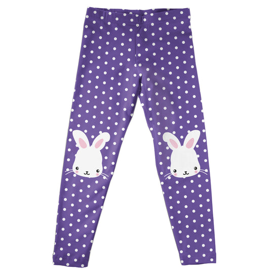 Bunnies and Dots Print Purple Leggings