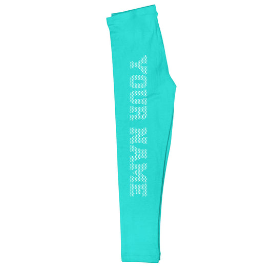 Dotted Name Turquoise and White Leggings