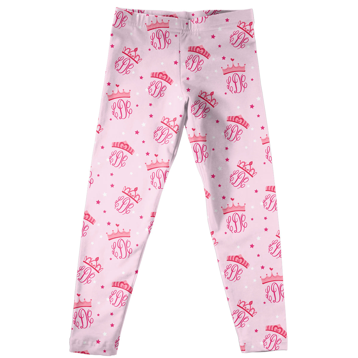 Personalized Monogram and Crows Print Pink Leggings - Wimziy&Co.