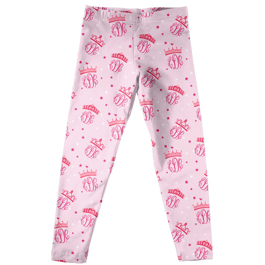 Personalized Monogram and Crows Print Pink Leggings - Wimziy&Co.