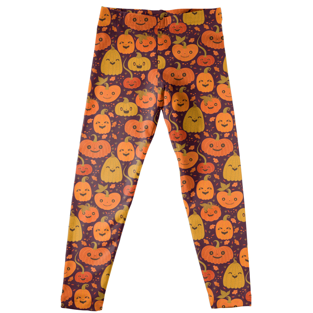 Pumpkin Print Maroon Leggings