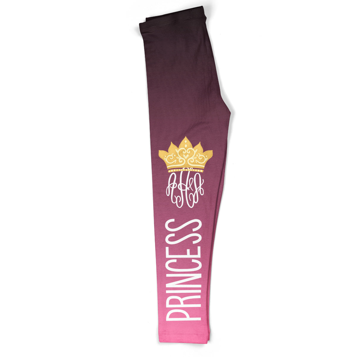 Princess  and Personalized Monogram Black And Pink Degrade Leggings - Wimziy&Co.