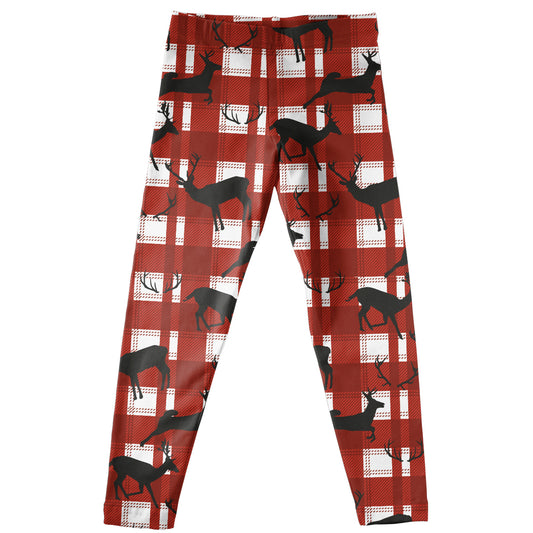 Reindeer Red and White Plaid Leggings