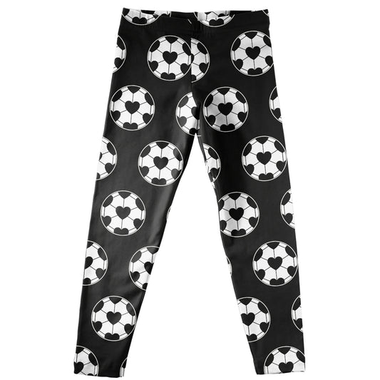 Soccer Ball Print Black Leggings - Wimziy&Co.
