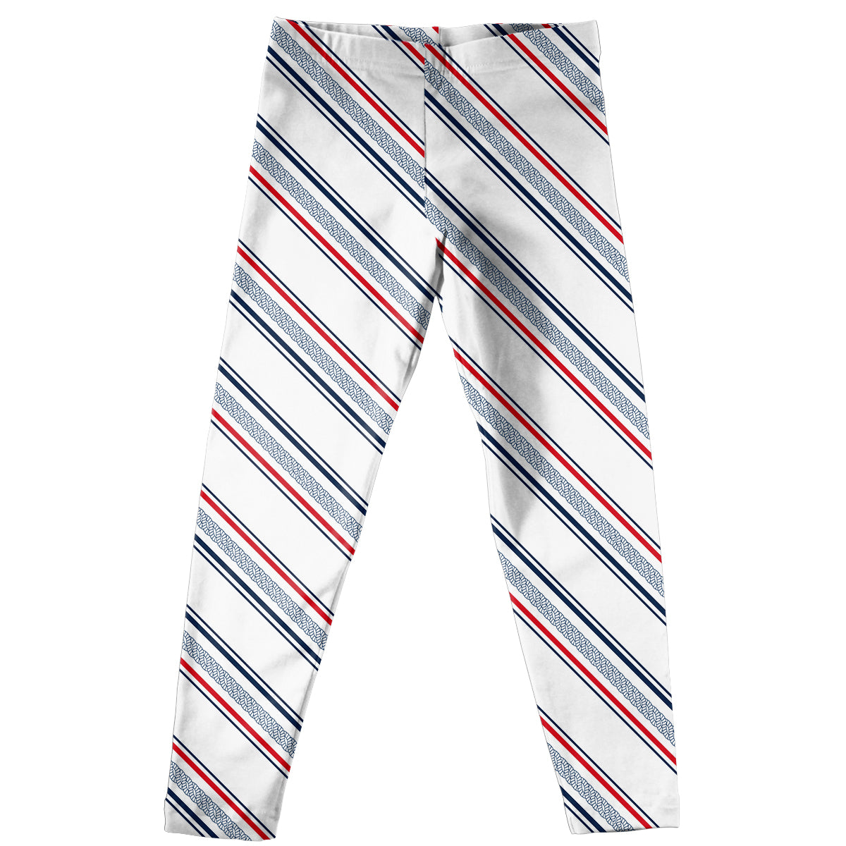 Stripes Print White Red and Blue Leggings