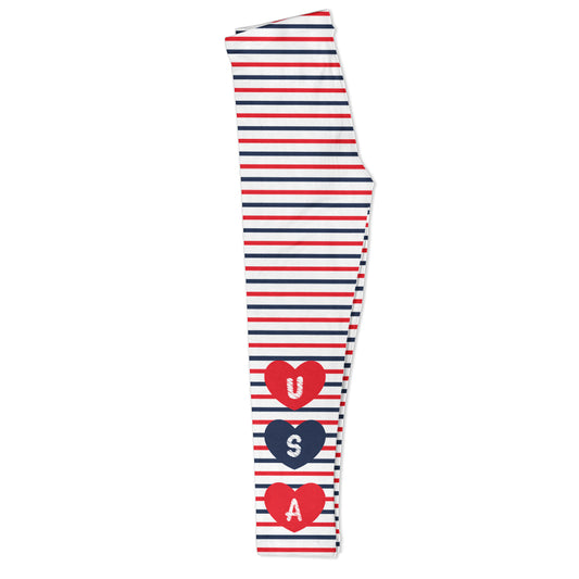 USA Navy White and Red Stripes Leggings