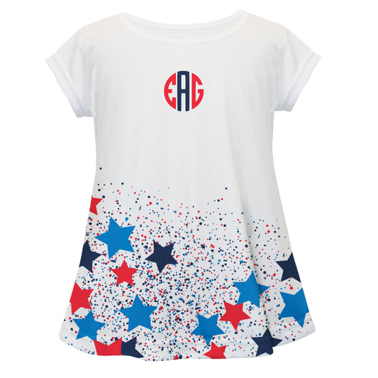 American Stars Personalized Monogram White Short Sleeve Laurie Top