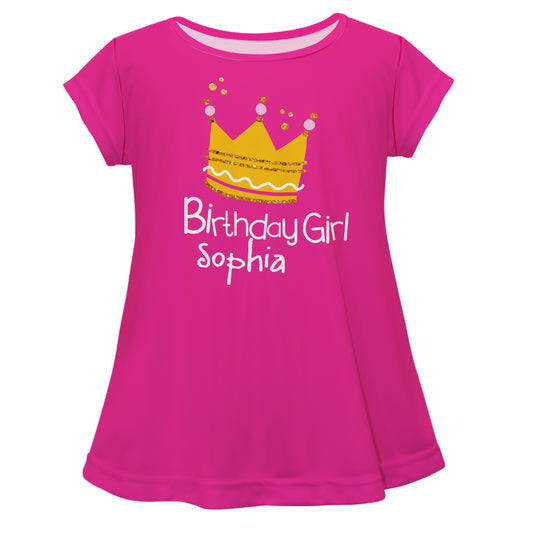 Birthday Girl Name Hot Pink Short Sleeve Laurie Top - Wimziy&Co.