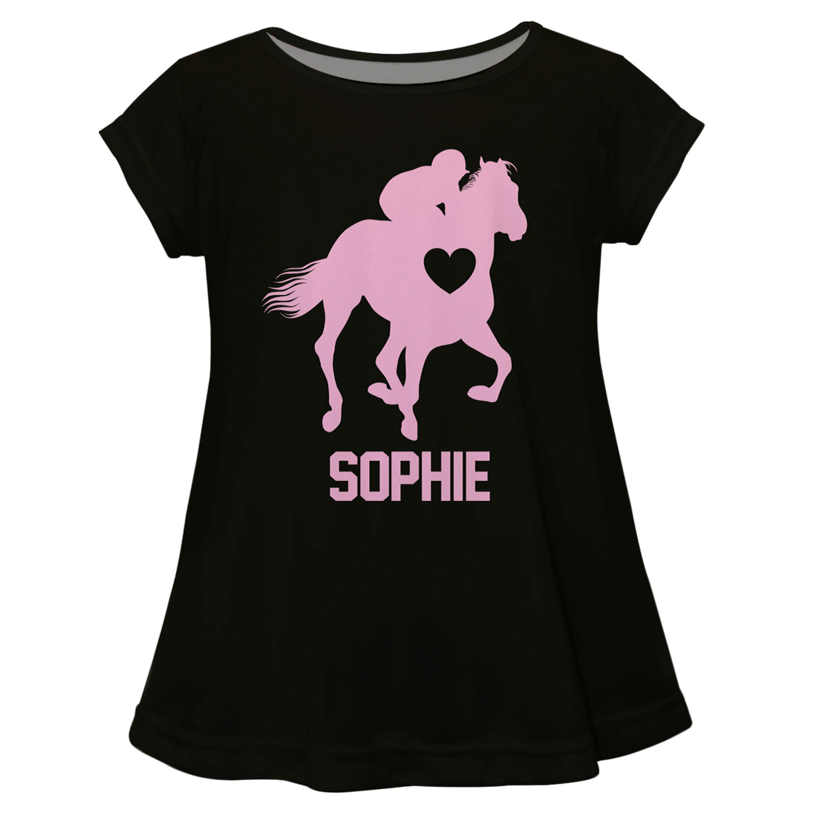 Cowgirl and Personalized Name Black Short Sleeve Laurie Top - Wimziy&Co.