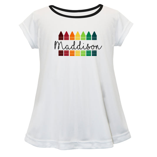 Crayons Name White Short Sleeve Laurie Top