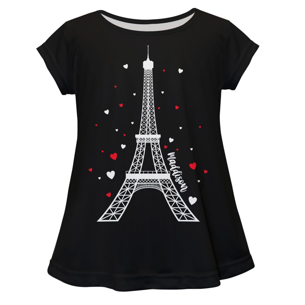 Eiffel Tower Name Black Short Sleeve Laurie Top