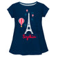 Eiffel Tower Name Navy Short Sleeve Laurie Top