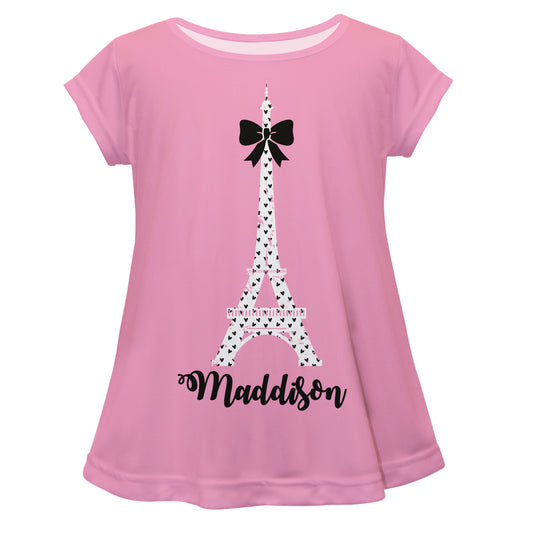 Eiffel Tower Name Pink Short Sleeve Laurie Top
