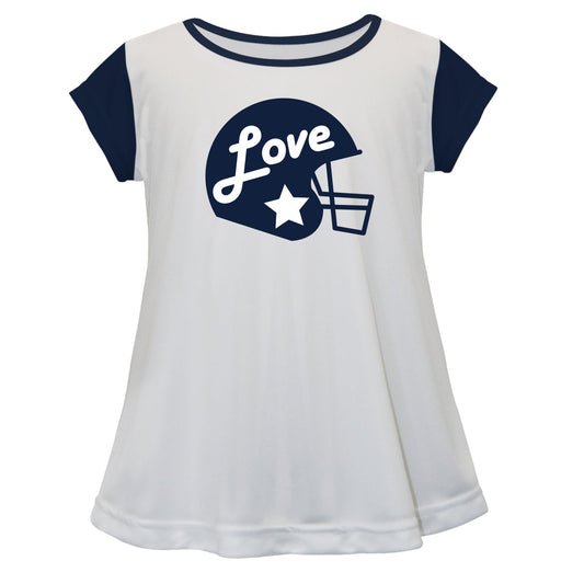 Helmet Love White and Navy Short Sleeve Laurie Top