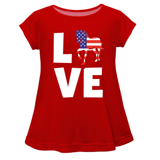 Horse Love Red Short Sleeve Laurie Top