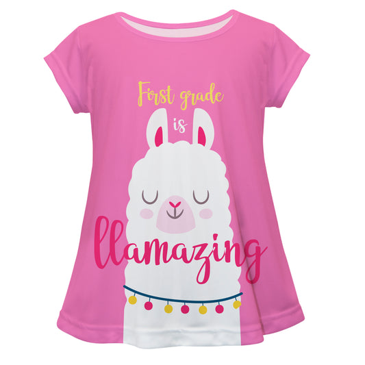 Llamazing Your Grade Personalized Pink Short Sleeve Laurie Top